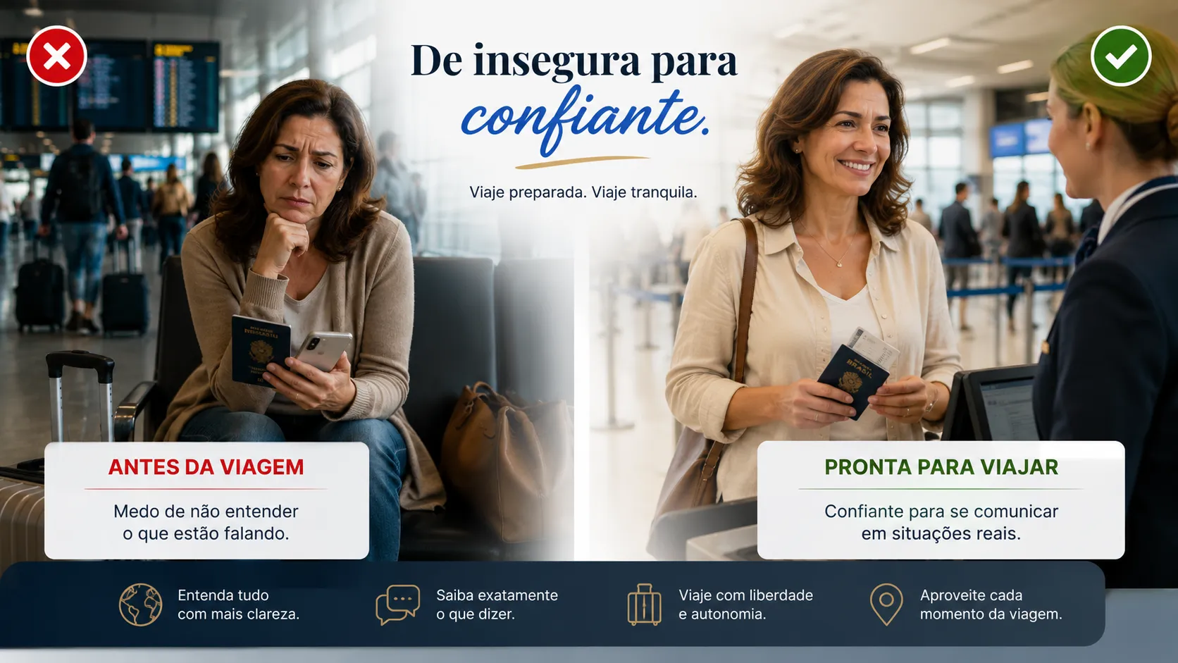 Comparativo Antes e Depois da Viagem